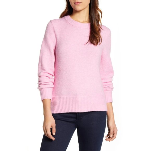 J. Crew Sweaters - J.Crew Sweater Pink Crew Neck Pullover Long Sleeve Wool Blend